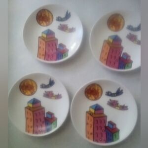 Perceptions Nikko City Scape Flying Animals. Set Of Five. 6.5"